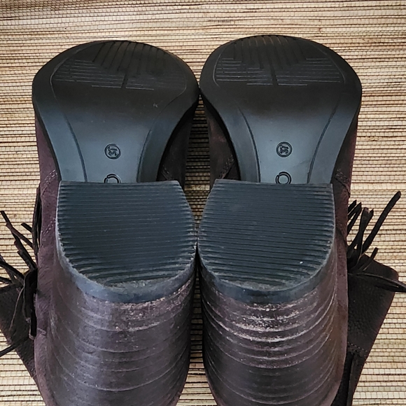 Ecco Women Ankle Boots 37 (US 6-6.5) Brown Shape 55 Fringe Leather Zip - Picture 10 of 11